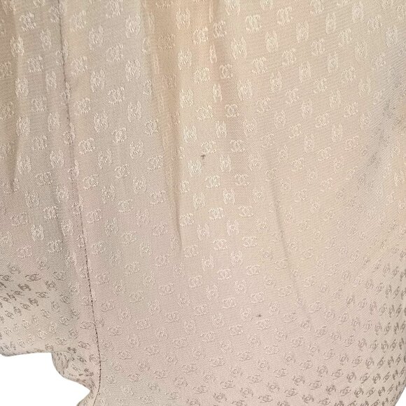 Vintage Chanel Womens Beige Silk Wide-Leg Pants Size 6 Logo Gathered HS171 - Picture 4 of 11